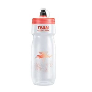 Clear sports water bottle with red cap