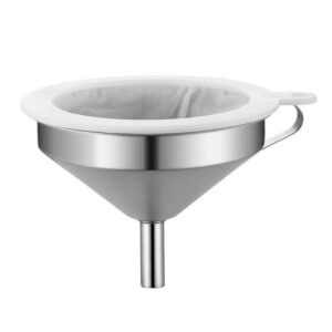 Stainless steel funnel with built-in mesh filter